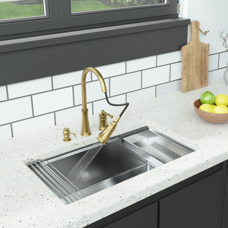 Clihome Kitchen Faucet with Soap Dispenser Wayfair